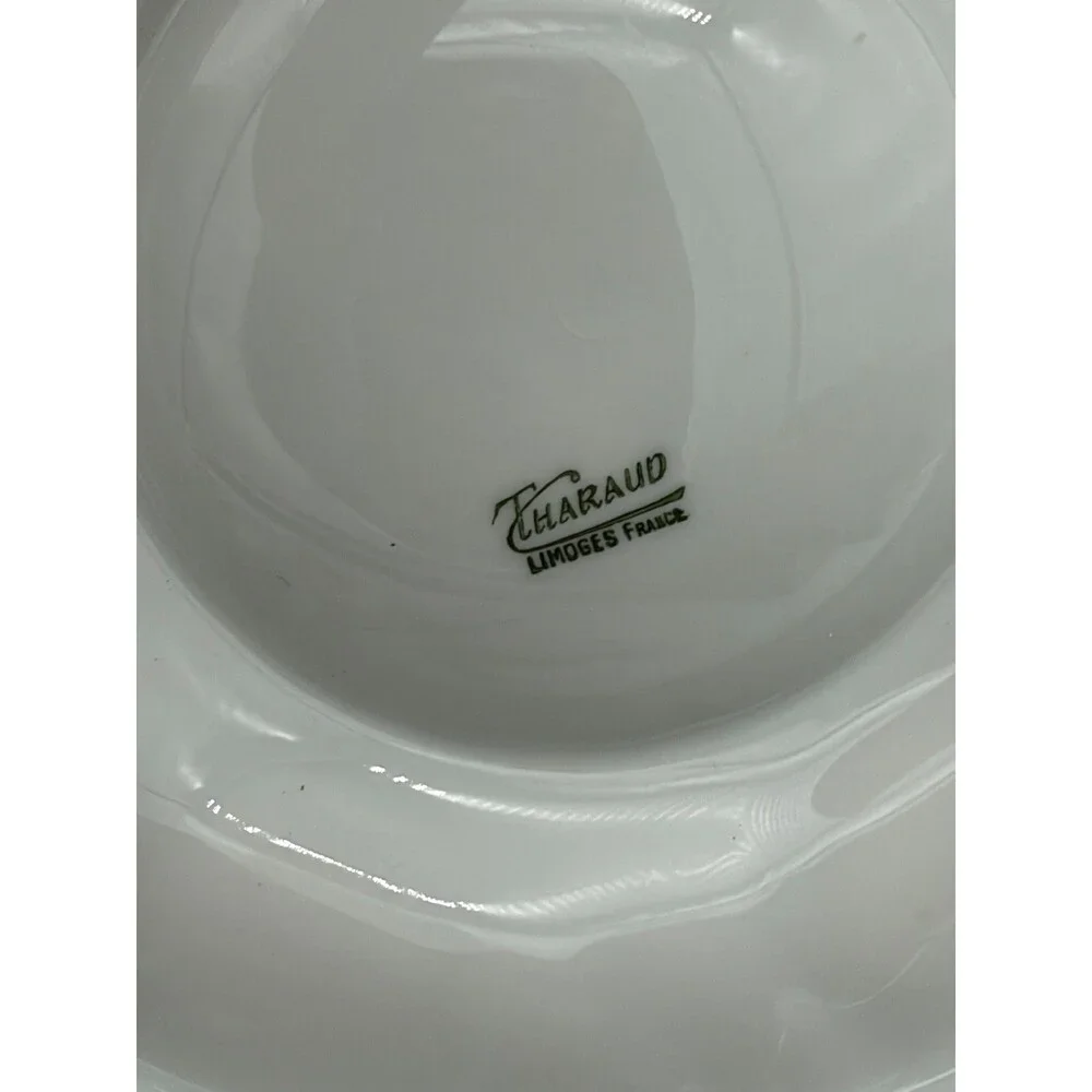 Antique Tharaud limoges france oyster platter White Glossy 10.5” Porcelain
